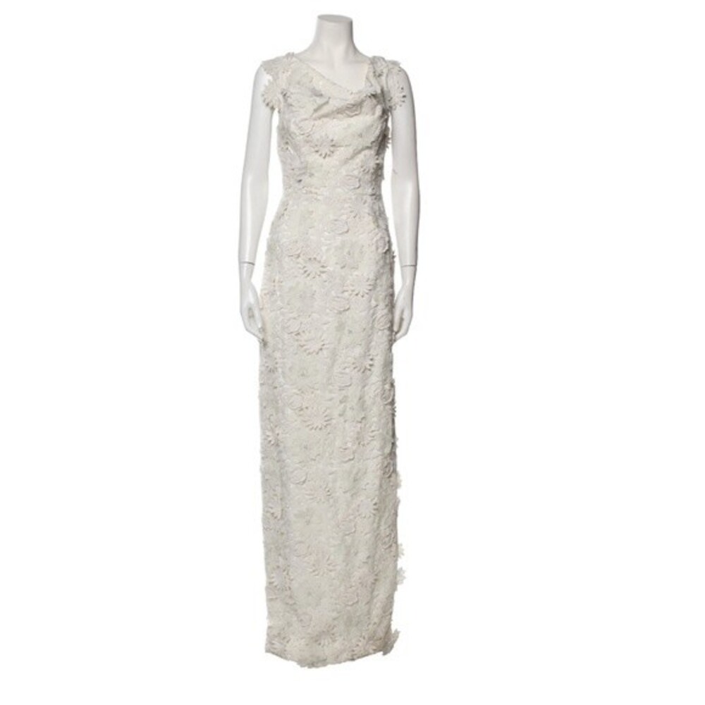 Black Halo EVE White Floral Embroidered Column Maxi Gown NWT